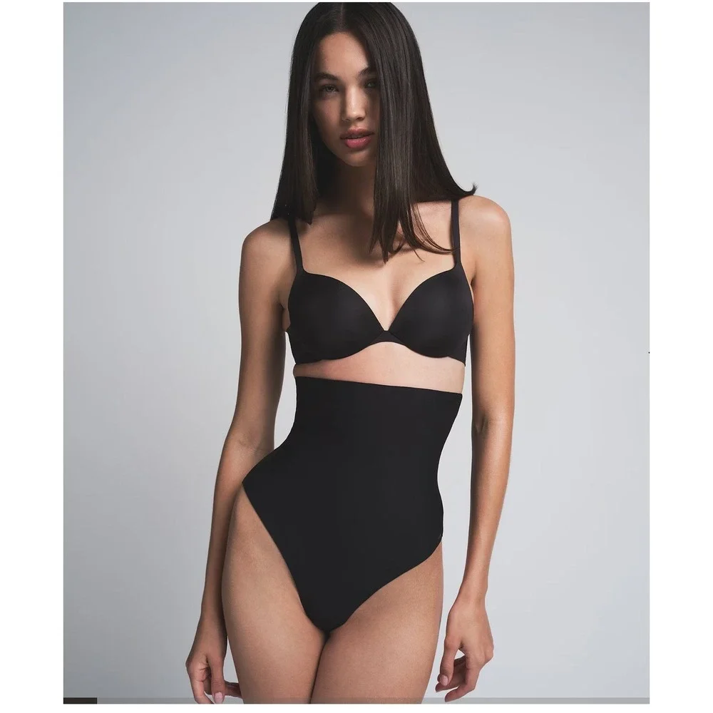 SKIMS Zoned High Waisted Thong Onyx Black Shapewear S‎